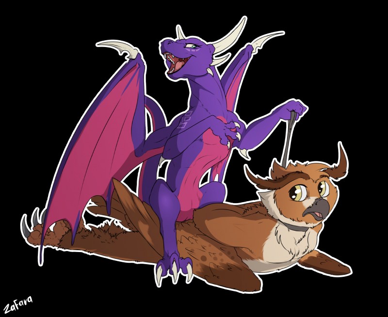 cynder and inzoreno (spyro the dragon and etc) created by zafara (artist)