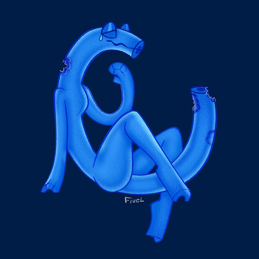 bite blue_background blue_body bodily_fluids crying eyes_closed female nude pool_noodle simple_background solo tail tears fivel animate_inanimate 1:1 2022 artist_name blue_theme cool_colors digital_media_(artwork) signature