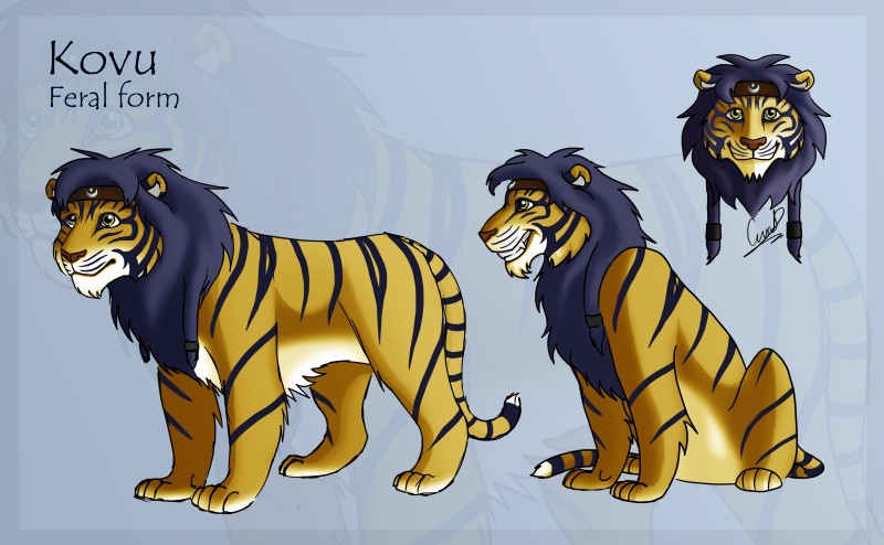 feral fur male solo feracursed microsoft the_elder_scrolls kovu_muabdib felid hybrid khajiit liger lion mammal pantherine tiger hi_res model_sheet