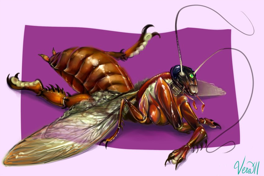 anthro arthropod_abdomen exoskeleton feelers female looking_at_viewer pose realistic solo vera_(artist) arthropod blattodea cockroach insect 2011 3:2 dated digital_media_(artwork) digital_painting_(artwork) pinup tagme