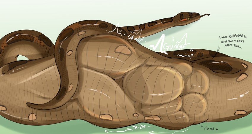 abdominal_bulge ambiguous_gender ambiguous_pred body_outline dialogue female female_prey feral feral_pred forked_tongue fully_inside gradient_background human_prey simple_background text tongue tongue_out vore fairyfud anaconda boa_(snake) boinae human mammal reptile scalie snake 2023 digital_media_(artwork) english_text hi_res