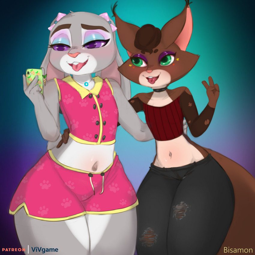 judy hopps and vivien martin (viv the game and etc) created by bisamon