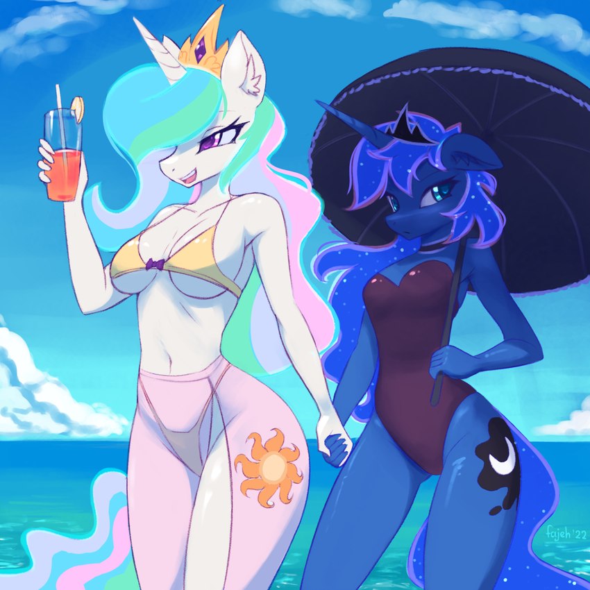 princess celestia and princess luna (friendship is magic and etc) created by fajeh