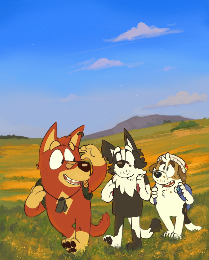 jack russell, mackenzie border collie, and rusty (bluey (series)) created by shaibey
