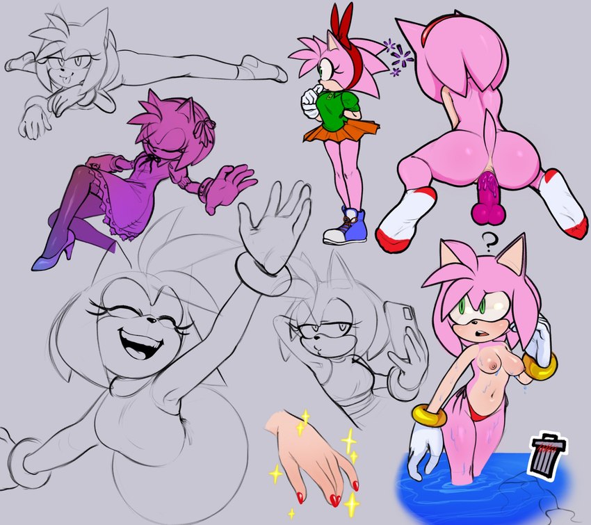 amy rose and classic amy rose (sonic the hedgehog (series) and etc) created by palegarbo
