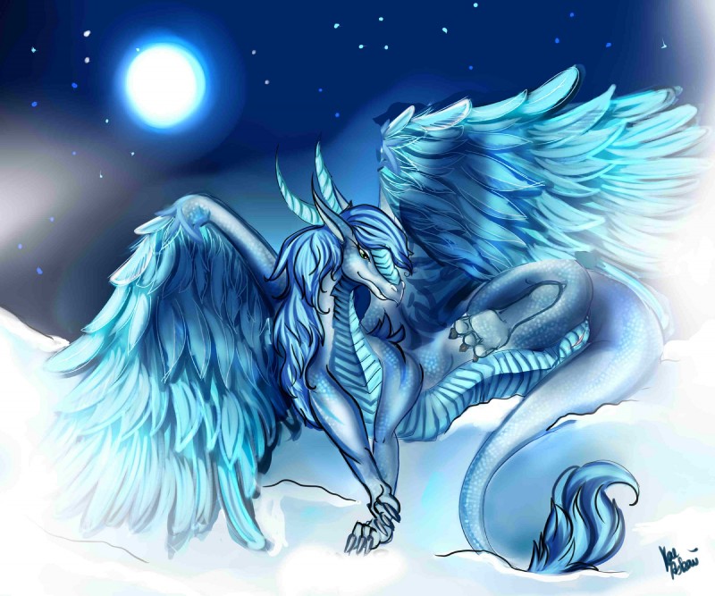 blue_body blue_eyes blue_feathers blue_hair blue_scales feathered_wings feathers female feral fur genitals hair horn lying nude on_back pussy scales snow solo spread_legs spreading tail tail_tuft tuft white_body white_scales wings kaeaskavi mythology srati dragon elemental_creature elemental_dragon ice_dragon mythological_creature mythological_scalie scalie 2016 hi_res