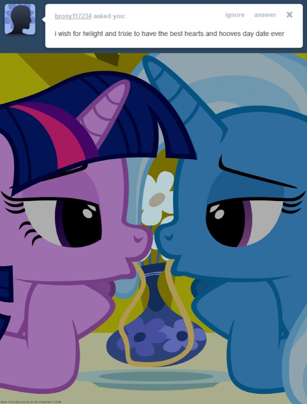 duo female female/female food fur hair horn multicolored_hair pasta purple_body purple_fur purple_hair sharing sharing_food simple_background spaghetti text two_tone_hair navitaserussirus friendship_is_magic hasbro my_little_pony mythology spaghetti_scene tumblr trixie_(mlp) twilight_sparkle_(mlp) equid equine mammal mythological_creature mythological_equine unicorn english_text hi_res url