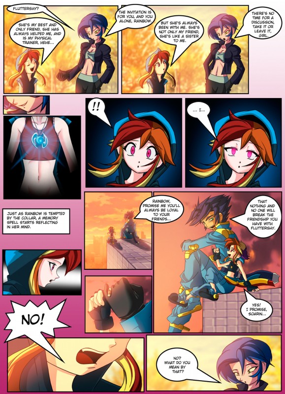 alternate_species bra_strap clothed clothing dialogue female hair humanized jewelry magic mind_control multicolored_hair pendant rainbow_hair text mauroz friendship_is_magic hasbro my_little_pony rainbow_dash_(mlp) shadowbolts_(mlp) wonderbolts_(mlp) human mammal absurd_res comic english_text hi_res