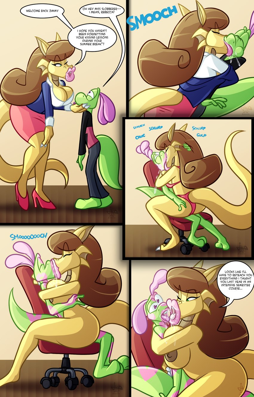 Rule 34 Dev - general:[anthro anthro_on_anthro areola  bodily_fluids breasts brown_hair chair clothing dialogue duo  female furniture green_body green_eyes hair kiss_on_lips  kissing lips lipstick lipstick_fetish ...