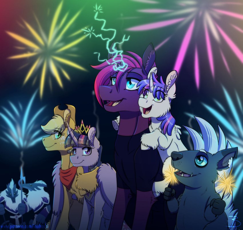 twilight sparkle, tempest shadow, applejack, fan character, grubber, and etc (my little pony: the movie (2017) and etc) created by inuhoshi-to-darkpen