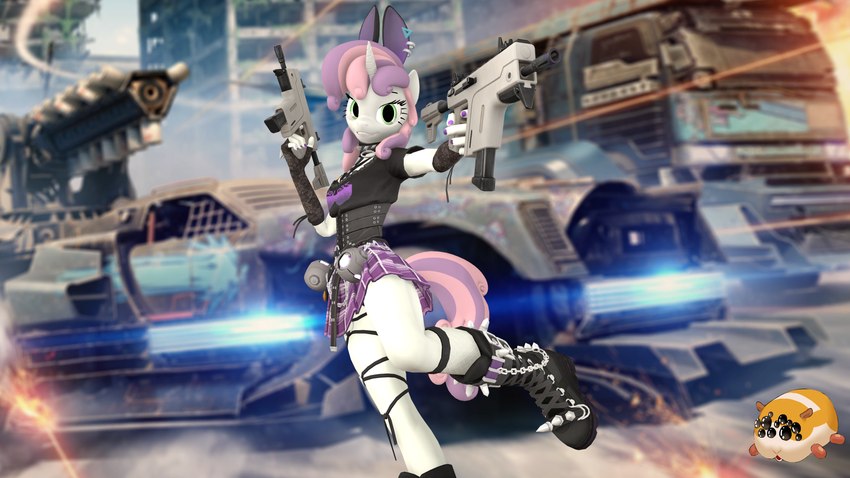 action_pose action_scene anthro armored_vehicle boots choker clothing collar explosives fake_ears fake_rabbit_ears female footwear grenade grenade_belt gun happy horn incoming_attack jewelry lace_gloves necklace pose ranged_weapon shoes smile solo spiked_boots spiked_clothing spiked_collar spiked_footwear spikes submachine_gun weapon mr.guinea_pig friendship_is_magic hasbro my_little_pony mythology sweetie_belle_(mlp) equid equine mammal mythological_creature mythological_equine unicorn 16:9 3d_(artwork) 4k absurd_res digital_media_(artwork) hi_res source_filmmaker_(artwork) widescreen