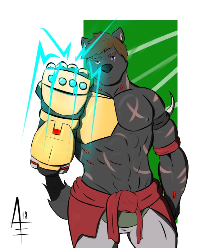 anthro barazoku fur male muscular muscular_anthro muscular_male pecs solo aereous blizzard_entertainment overwatch doomfist_(overwatch) canid canine canis mammal wolf 2018 digital_media_(artwork) hi_res