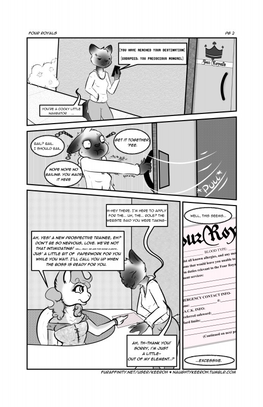 anthro bdsm clothed clothing dialogue female speech_bubble text keeroh felid lagomorph leporid mammal rabbit absurd_res black_and_white comic english_text hi_res monochrome url