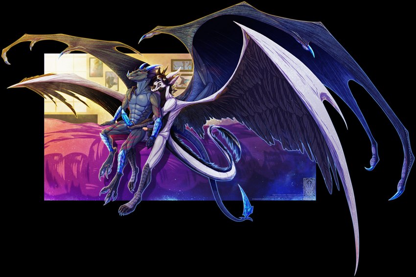 anthro bedroom bedroom_sex cuddling duo erection feathered_wings feathers genitals handjob male male/male membrane_(anatomy) membranous_wings penile penis romantic romantic_couple sex tail wings twilightsaint european_mythology mythology handy dragon mythological_creature mythological_scalie scalie western_dragon alpha_channel