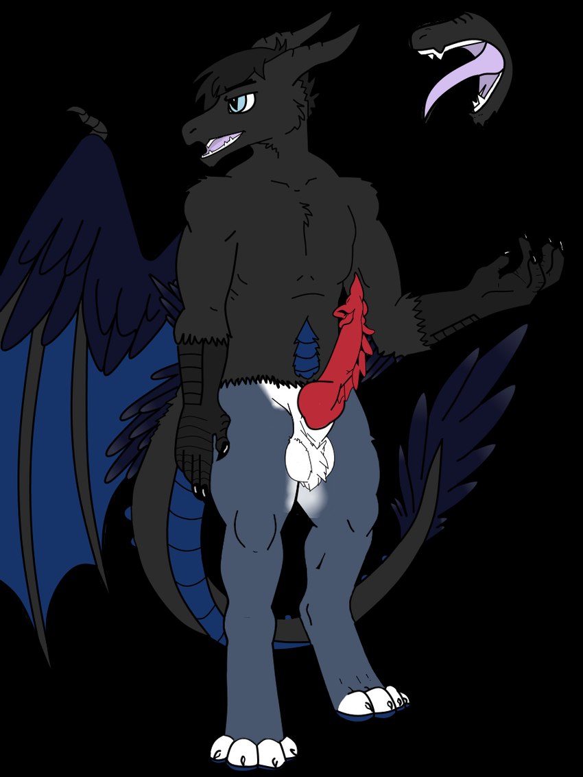 anthro biped erection genitals male penis solo unusual_anatomy unusual_genitalia unusual_penis pastel_palette mythology nasir_grimfeather_(skellitor301) avian dragon gryphon hybrid mythological_avian mythological_creature mythological_scalie scalie hi_res tagme