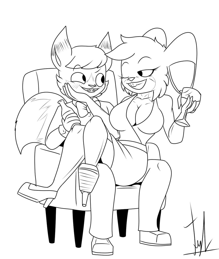 age_difference alcohol anthro beverage clothing dress duo female furniture male older_female romantic romantic_couple sofa wine lechugansfw beatrice_(lechugansfw) ian_(lechugansfw) mammal mouse murid murine rodent sciurid tree_squirrel black_and_white hi_res line_art monochrome