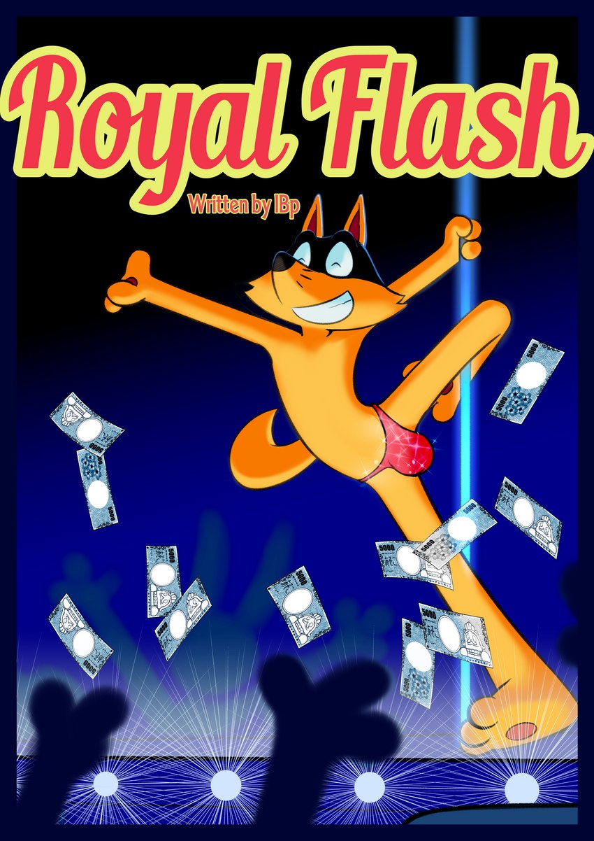 anthro bulge clothing dancing male pole pole_dancing underwear grose kaiketsu_zorori zorori canid canine fox mammal absurd_res cover cover_art cover_page hi_res