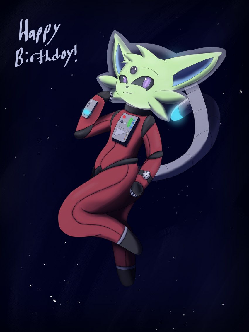 anthro astronaut male solo space spacesuit nintendo pokemon fan_character fizzbuzz eeveelution espeon generation_2_pokemon pokemon_(species) 3:4 hi_res