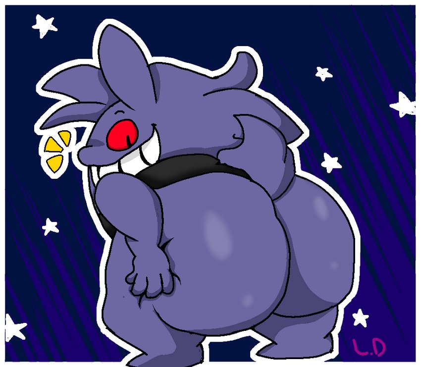 big_butt black_clothing black_shirt black_topwear butt clothing huge_butt looking_back male shirt solo topwear touching_butt lewd_die nintendo pokemon spike_(megacoolbear) generation_1_pokemon gengar pokemon_(species)