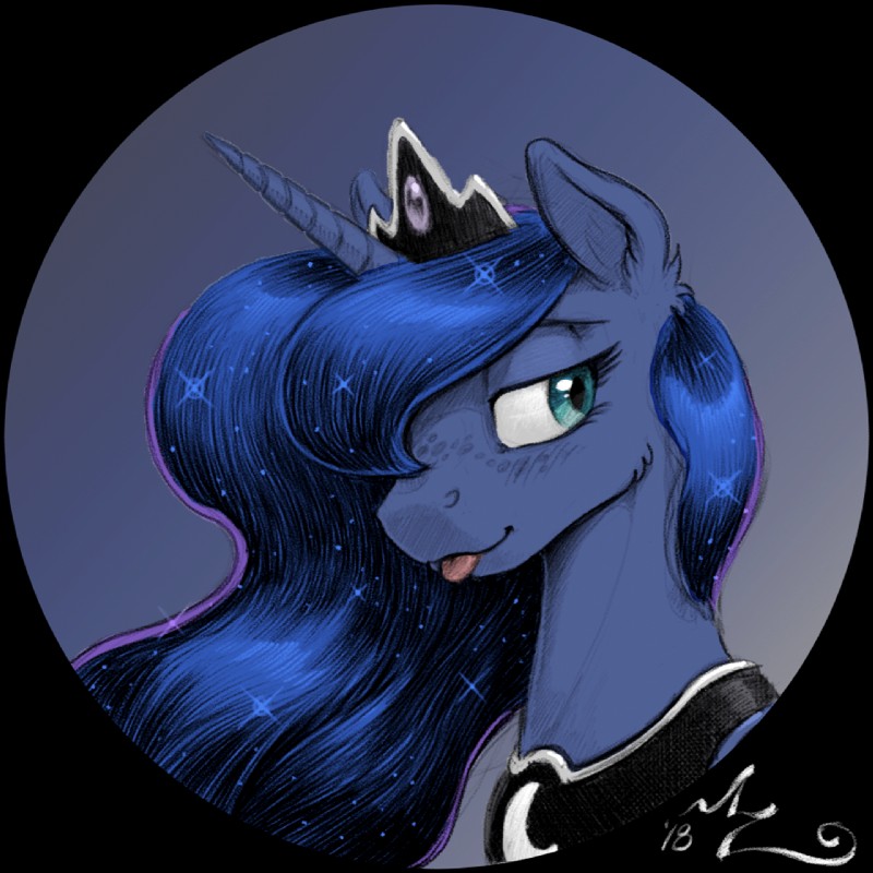 blep blue_background cosmic_hair crown ethereal_hair eyebrows eyelashes female feral freckles hair half-closed_eyes headgear horn long_hair looking_away narrowed_eyes pseudo_hair royalty silly simple_background smile solo teal_eyes tongue tongue_out amarynceus third-party_edit friendship_is_magic hasbro my_little_pony princess_luna_(mlp) equid mammal 1:1 2018 bust_portrait color_edit colored hi_res portrait signature