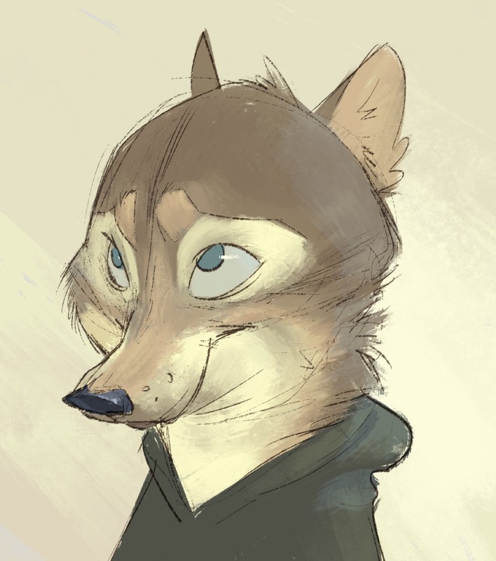 anthro blue_eyes clothed clothing male simple_background smile solo monoflax disney zootopia fan_character max_(monoflax) canid canine fox mammal 2018 bust_portrait hi_res portrait