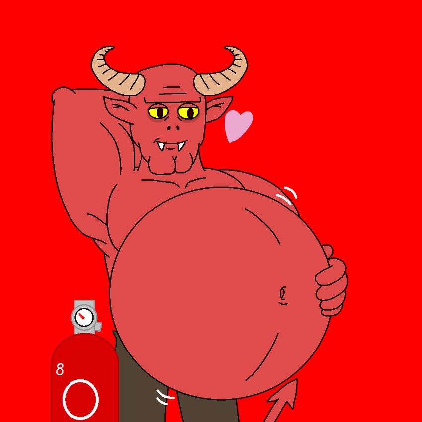 air_inflation air_tank belly belly_inflation big_belly fangs heart_symbol horn inflated_belly inflation looking_at_belly looking_down male muscular muscular_male navel not_furry oxygen oxygen_tank pointy_ears solo tank teeth vehicle yellow_sclera supermariofann1 satan demon humanoid satyr 1:1 2024