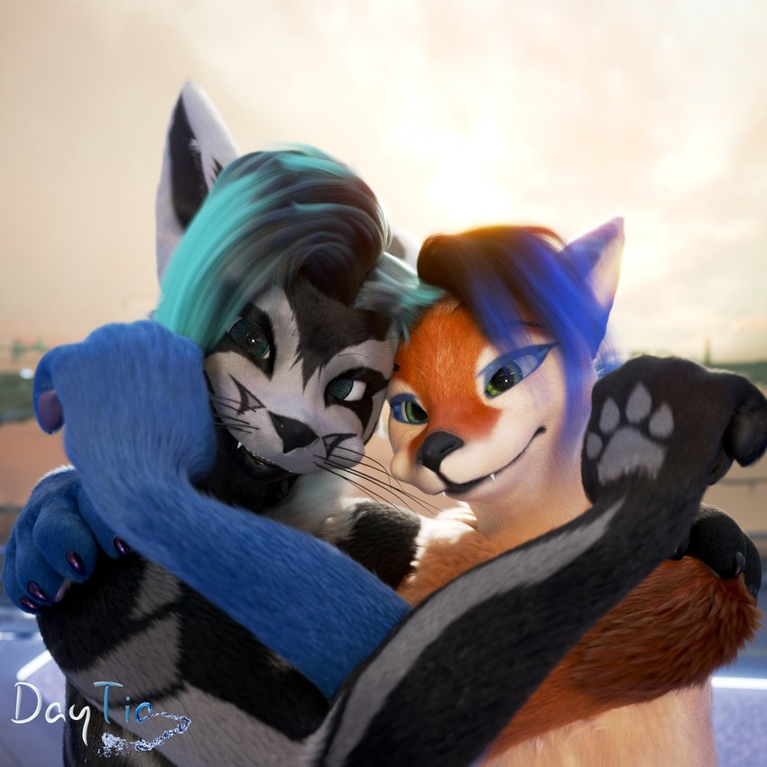 3drender anthro duo fur hair love male pose posed smile white_body white_fur daytia c4d rexouium 1:1 3d_(artwork) digital_media_(artwork) hi_res portrait