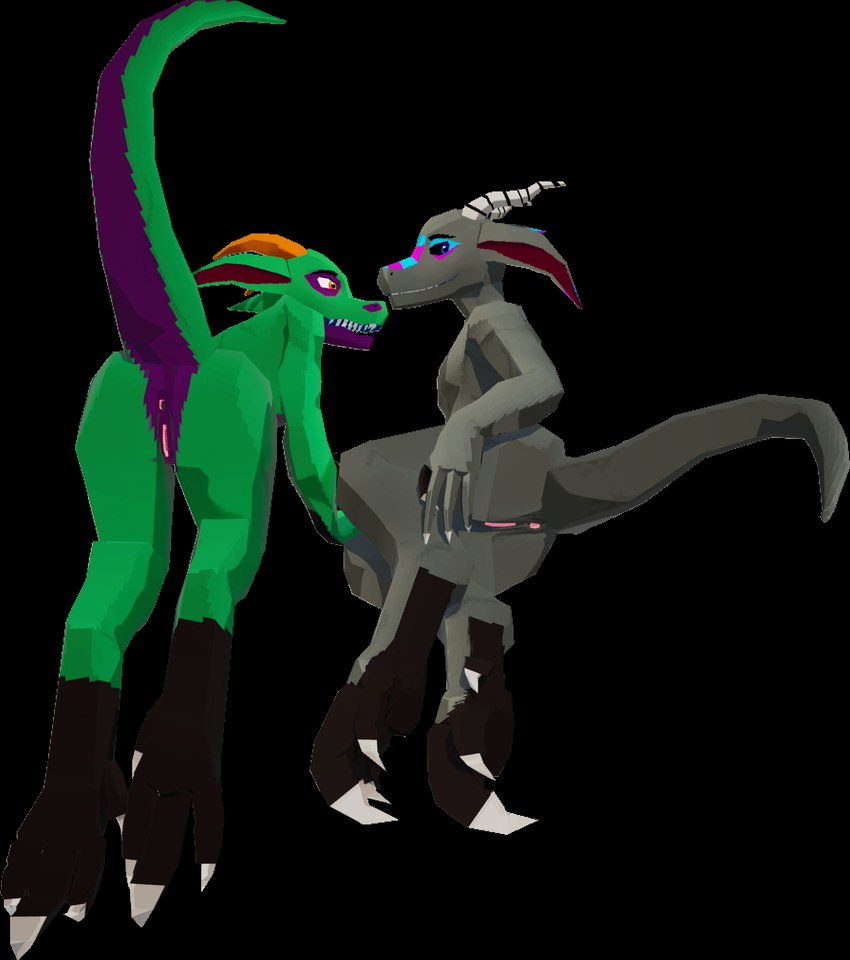 all_fours anthro anus butt claws duo female female/female genitals horn low_poly nude presenting presenting_hindquarters pussy raised_tail simple_background tail kobold_dellarte kret sek kobold reptile scalie 3d_(artwork) alpha_channel digital_media_(artwork) hi_res trans_(lore)