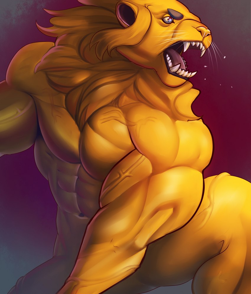 abs anthro biceps big_muscles fangs fur hair male mane muscular muscular_anthro muscular_male muscular_thighs netherlands nude open_mouth orange_body orange_fur pecs pose roaring sharp_teeth simple_background solo tan_body tan_fur teeth tongue triceps vein veiny_muscles marsel-defender holland felid lion mammal pantherine digital_media_(artwork) hi_res