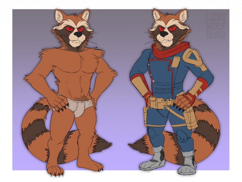 anthro briefs clothed clothing male muscular muscular_anthro muscular_male pubes solo tighty_whities topless underwear white_briefs white_clothing white_underwear wolfbuns guardians_of_the_galaxy marvel rocket_raccoon mammal procyonid raccoon