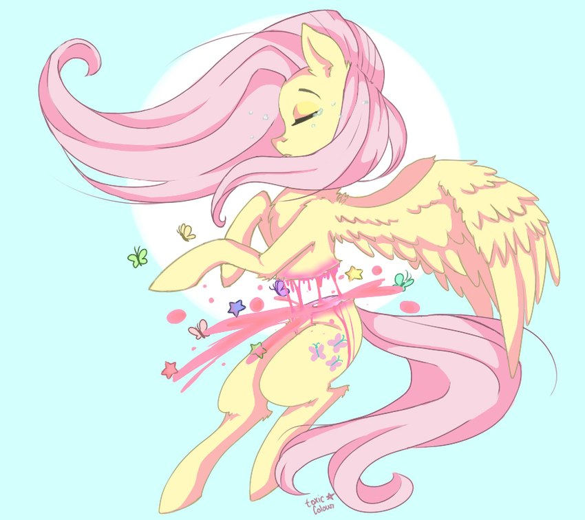 blood bodily_fluids candy_gore colored_blood crying cutie_mark feathered_wings feathers female feral fur gore group hair long_hair long_tail pink_blood pink_hair pink_tail solo_focus star tail tears unusual_blood unusual_bodily_fluids wings yellow_body yellow_feathers yellow_fur toxiccolour friendship_is_magic hasbro my_little_pony mythology fluttershy_(mlp) ambient_arthropod ambient_butterfly ambient_flier ambient_insect arthropod butterfly equid equine insect lepidopteran mammal mythological_creature mythological_equine pegasus 2017 digital_media_(artwork) signature