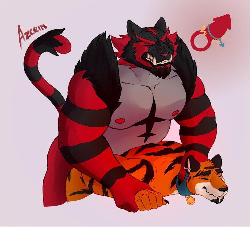 anthro duo from_behind_position gender_symbol gender_symbol_penetration jewelry male male/male male/male_symbol male_penetrated male_symbol necklace penetration piercing sex sexuality_symbol symbol azcein nintendo pokemon anonymous_character felid feline generation_7_pokemon humanoid incineroar mammal pantherine pokemon_(species) tiger