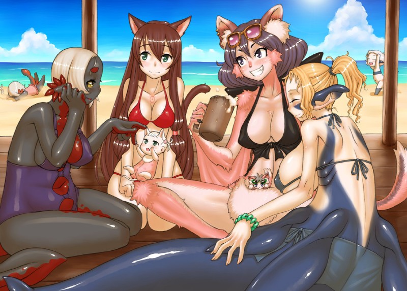 baby beach breasts clothed clothing cloud detailed_background external_gills female gills group in_pouch mature_female mature_humanoid membrane_(anatomy) monster_girl_(genre) outside patagium pouch_(anatomy) sand seaside sky split_form swimwear tail water young young_female young_humanoid namu_gunsou forest_of_pixiv ekachi_imori hapo_imori american_opossum amphibian amphibian_humanoid animal_humanoid australian_possum australian_possum_humanoid cat_humanoid felid felid_humanoid feline feline_humanoid fire_belly_newt fish fish_humanoid humanoid japanese_fire_belly_newt mammal mammal_humanoid marine marine_humanoid marsupial marsupial_humanoid merfolk newt petaurid petaurid_humanoid possum_humanoid salamander salamander_humanoid scalie shark shark_humanoid sugar_glider sugar_glider_humanoid mother_(lore) parent_(lore)