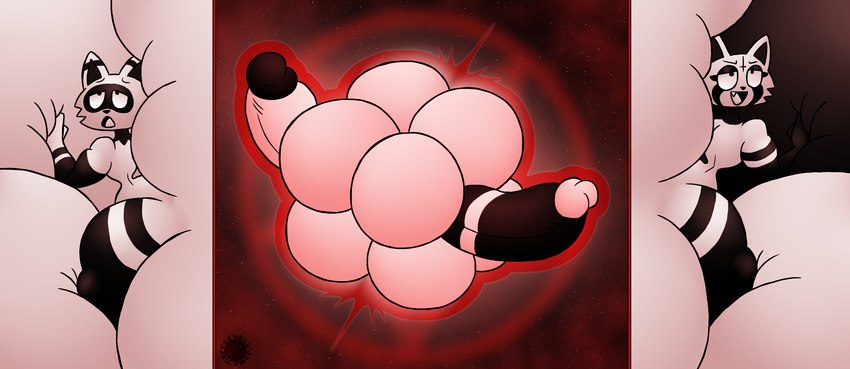 abstract_background anthro astronomical_hyper aura balls balls_expansion big_balls big_butt big_penis black_eyelids black_glans bottom_heavy bubble_butt butt butt_expansion cosmic_background cross curvy_figure duo ear_markings erection expansion eyelashes facial_markings fangs femboy fur genital_expansion genitals glans gloves_(marking) hand_on_penis head_markings huge_balls huge_butt huge_penis humanoid_genitalia humanoid_penis hyper hyper_balls hyper_butt hyper_genitalia hyper_penis leg_markings logo looking_pleasured male male/male markings mask_(marking) multicolored_body multicolored_fur neck_markings occult_symbol penis penis_expansion pentagram red_aura red_background simple_background small_waist socks_(marking) star symbol teeth thick_thighs two_tone_body two_tone_fur white_body white_fur white_glans thatdawgmurray rex_raccoon_(rexon02) mammal procyonid raccoon absurd_res artist_logo artist_name hi_res signature watermark brother_(lore) brothers_(lore) sibling_(lore)