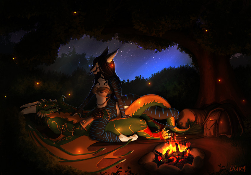 anthro anthro_on_anthro black_body black_scales breasts campfire cowgirl_position detailed_background duo entwined_tails eye_contact female female_on_top female_penetrated fire from_front_position green_body green_scales hand_on_torso horn looking_at_another male male/female male_on_bottom male_penetrating male_penetrating_female markings membrane_(anatomy) membranous_wings night nipples non-mammal_breasts non-mammal_nipples on_bottom on_top outside penetration scales sex striped_body stripes tail tail_coil ventral_scales wings tinycactus microsoft mythology the_elder_scrolls avaetre skal-tel ambient_arthropod ambient_insect argonian arthropod beetle dragon elateroid firefly insect mythological_creature mythological_scalie scalie 2018