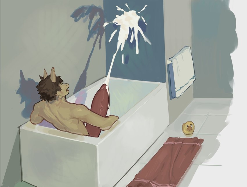 anthro athletic athletic_anthro athletic_male bathroom bathtub big_penis bodily_fluids cum cumshot ejaculation erection fur genital_fluids genitals huge_penis male penis solo towel alexyz_kun mythology unit_04 dragon furred_dragon furred_scalie mythological_creature mythological_scalie scalie hi_res