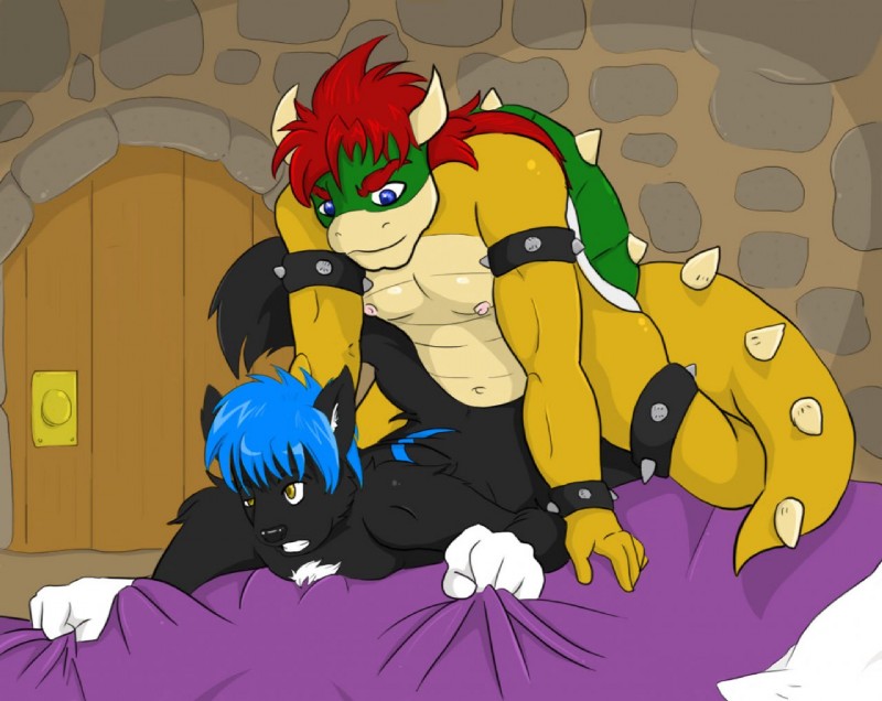 anal anal_penetration anthro castle duo fur hair interspecies male male/male male_penetrated male_penetrating male_penetrating_male pain penetration sex slightly_chubby stripes-the-raccoon mario_bros nintendo bowser vingant canid canine canis koopa mammal scalie wolf 2014