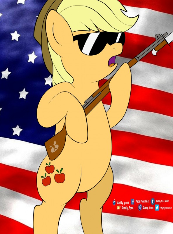 american_flag eyewear female feral flag glasses gun holidays ranged_weapon solo united_states_of_america weapon daddy_pone friendship_is_magic hasbro my_little_pony applejack_(mlp) earth_pony equid equine horse mammal pony absurd_res hi_res