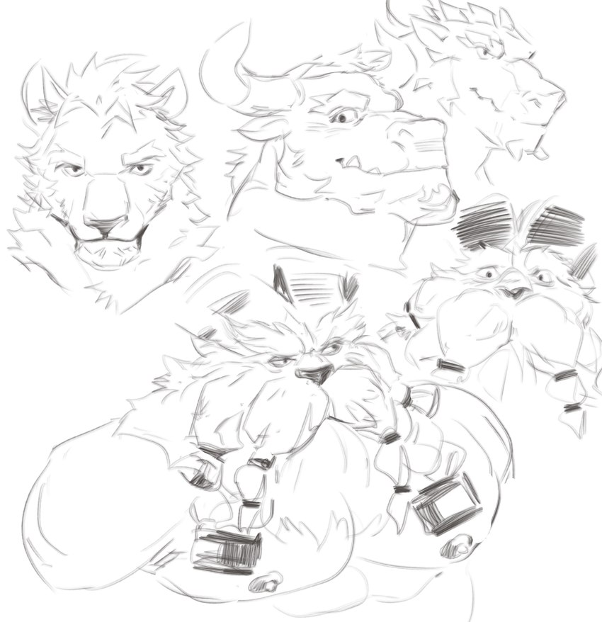 2_horns >:( anthro beard big_beard big_mustache black_body blocky_snout body_hair bovid_horn braided_beard braided_mustache broad_shoulders burly caprine_horn chest_hair closed_frown closed_smile curled_horn dark_nose eyebrows facial_hair facial_tuft frown furrowed_brow grumpy half-closed_eyes horn horn_markings looking_away looking_forward male manly markings mature_anthro mature_male mouth_closed muscular muscular_anthro muscular_arms muscular_male mustache narrowed_eyes nipples pecs ram_horn scales sharp_horn sharp_teeth simple_background smile smirk snaggle_tooth solo stocky teeth thick_eyebrows tuft white_background dopq league_of_legends mythology riot_games tencent ornn_(lol) bovid bovine caprine cattle demigod dragon felid mammal mythological_creature mythological_scalie scalie absurd_res hi_res monochrome sketch sketch_page