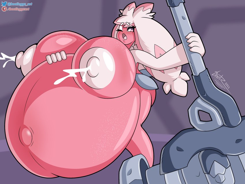 areola belly big_belly big_breasts biped blush bodily_fluids breasts butt eyebrows eyelashes female fingers freckles glistening glistening_body hair hammer hand_on_belly holding_belly huge_belly huge_breasts hyper hyper_belly hyper_pregnancy lactating looking_down looking_down_at_stomach melee_weapon milk navel nipples not_furry nude nude_female nude_humanoid open_mouth outie_navel pink_body pregnant pregnant_female pregnant_humanoid projectile_lactation puffy_areola puffy_nipples ready_to_pop short_stack simple_background solo standing thick_thighs tools weapon white_areola white_nipples bootleggz nintendo pokemon generation_9_pokemon humanoid pokemon_(species) tinkaton 2022 4:3 cel_shading digital_media_(artwork) hi_res shaded signature