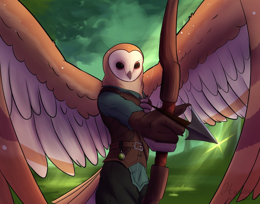 archer archery arrow_(weapon) bow_(weapon) ranged_weapon team_stardust weapon hyginx art_fight artfight artfight2024 avian bird owl hi_res