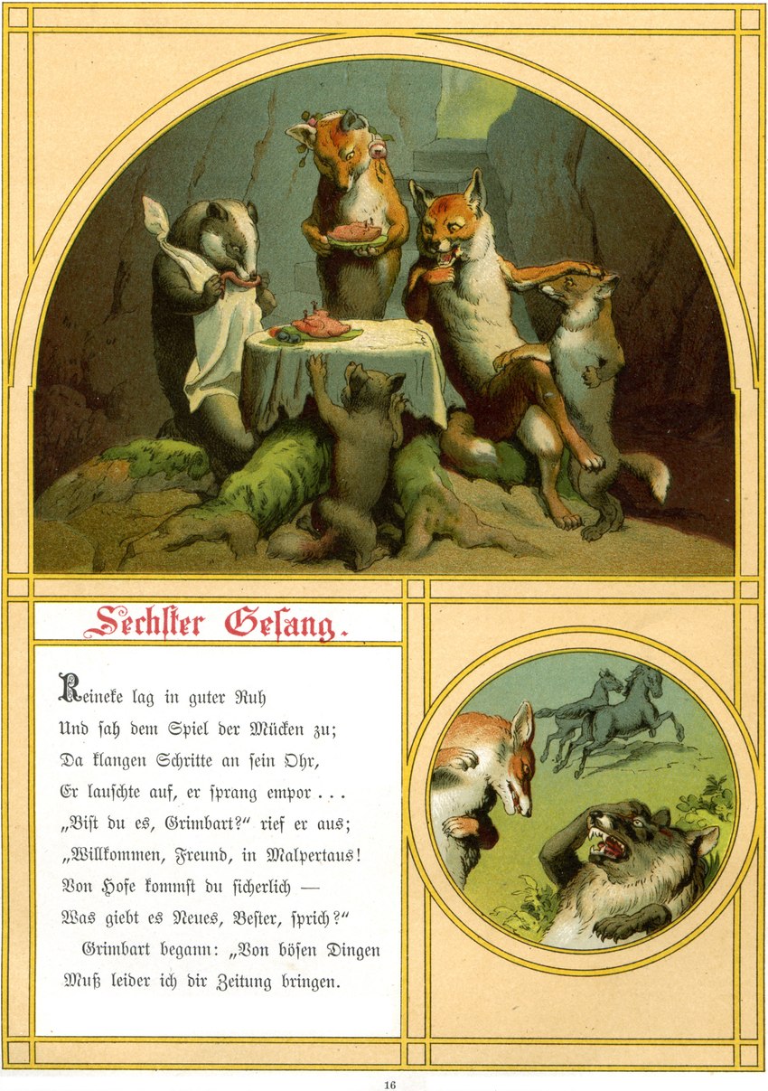 grinbert, hermeline, reynard the fox, and ysengrin (public domain) created by fedor flinzer