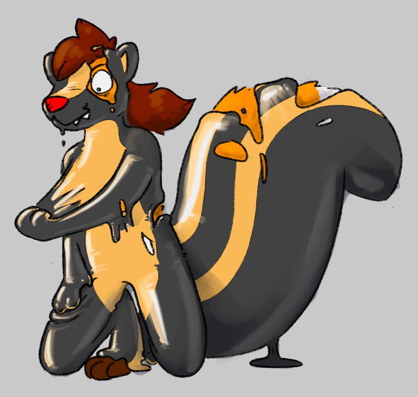 clothing goop latex skinsuit tight_clothing transformation dj_c4t a. canid canine fox mammal mephitid skunk tagme