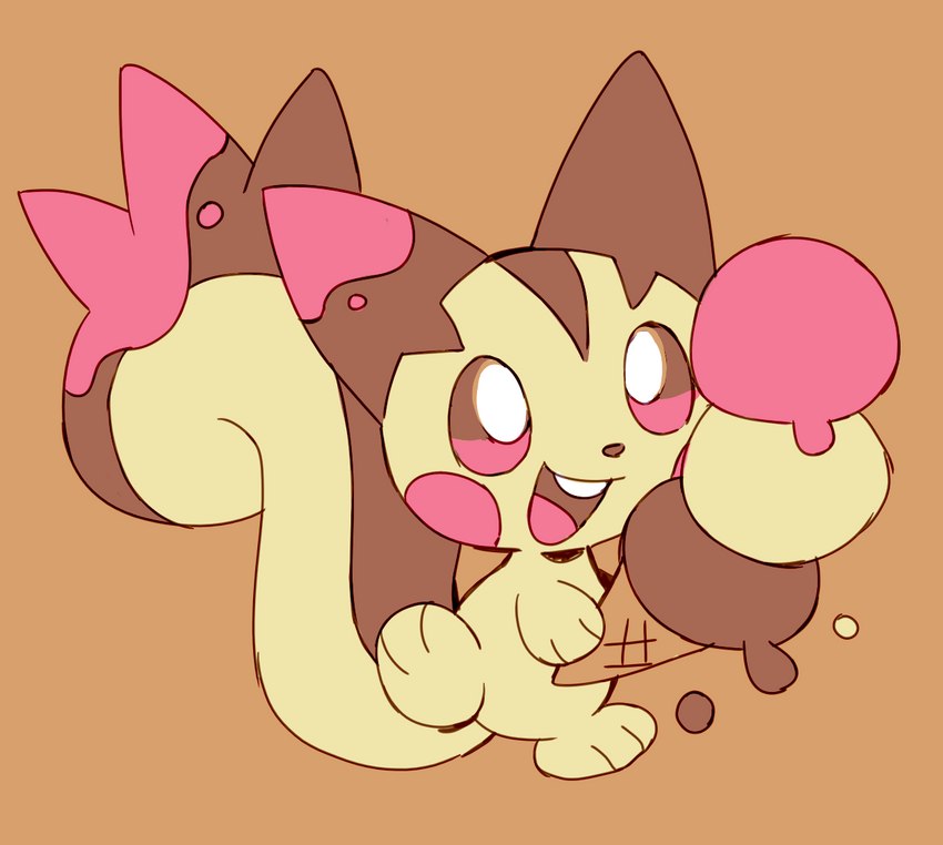 3_fingers 3_toes ambiguous_gender anthro brown_background brown_nose cone dessert feet fingers food ice_cream ice_cream_cone nude open_mouth paws simple_background solo teeth toes tongue extyrannomon_(artist) nintendo pokemon generation_4_pokemon pachirisu pokemon_(species)