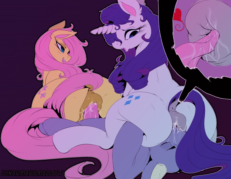 fluttershy and rarity (friendship is magic and etc) created by lunarmarshmallow