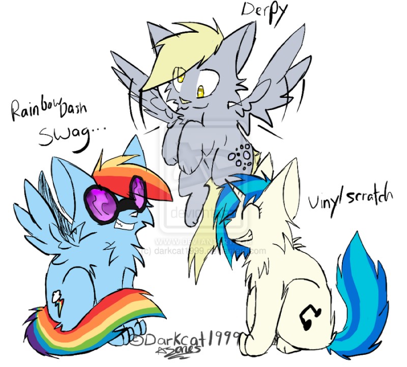 derpy hooves, rainbow dash, and vinyl scratch (friendship is magic and etc) created by darkcat1999