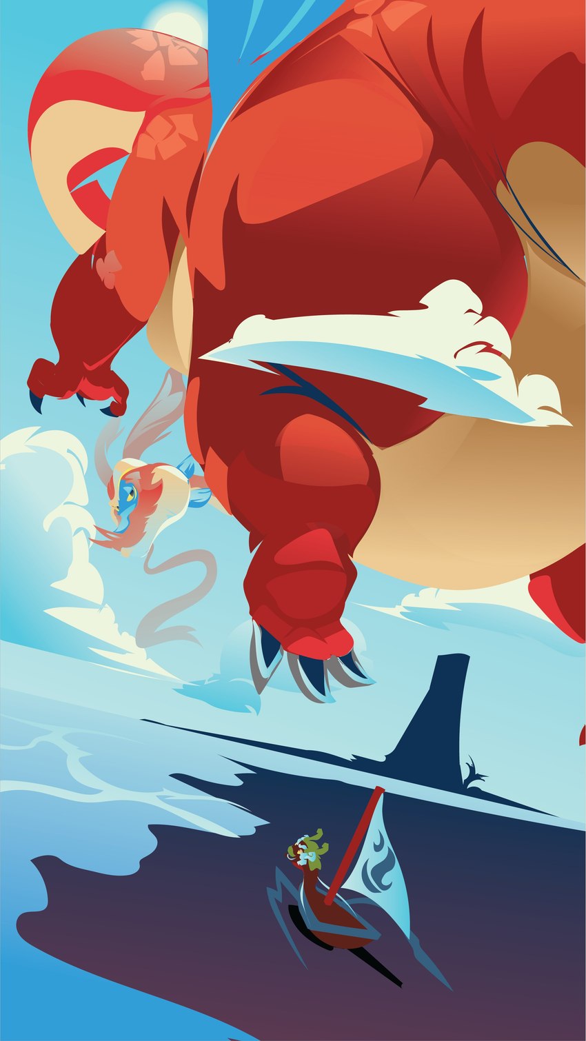 belly big_belly boat cloud horn islant long_neck macro morbidly_obese obese overweight red_body sea size_difference sky vehicle water watercraft wings kindofabigseal mythology nintendo the_legend_of_zelda wind_waker king_of_red_lions valoo animate_inanimate dragon mythological_creature mythological_scalie scalie absurd_res hi_res