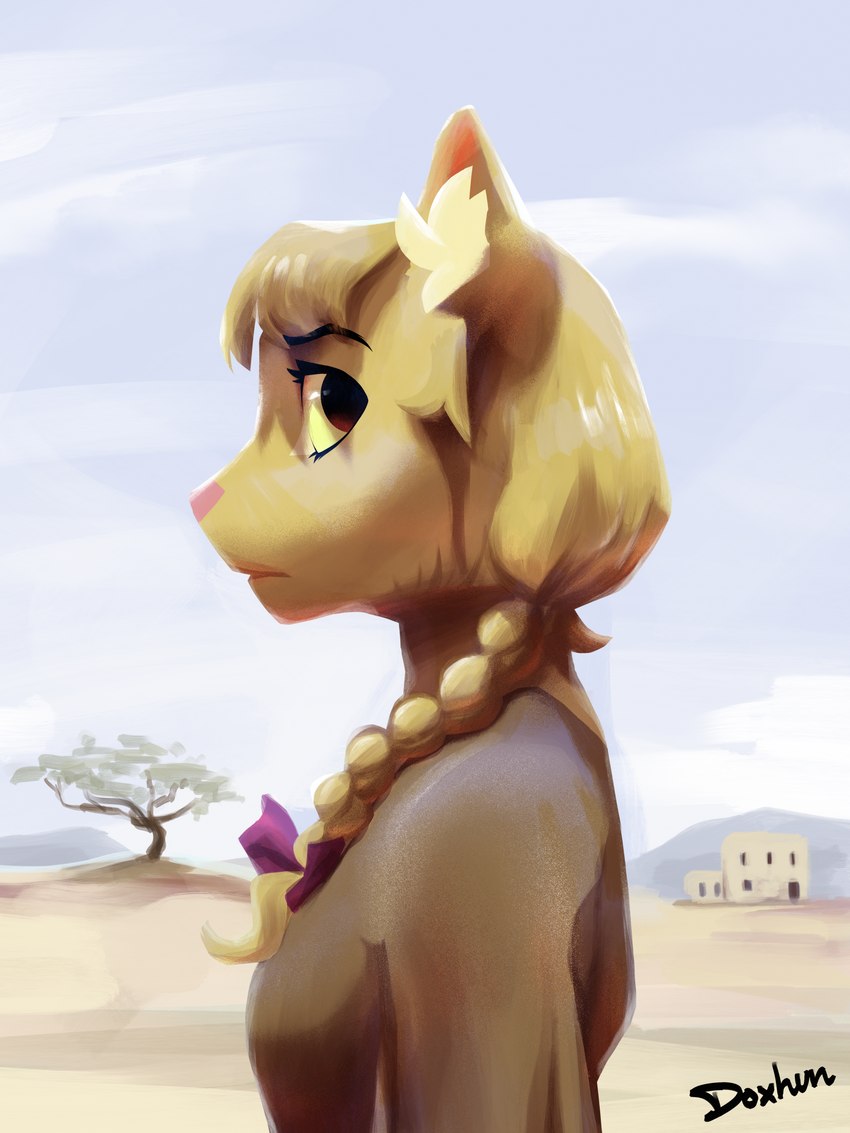 anthro bangs blonde_hair bow_ribbon braided_hair braided_pigtails clothed clothing desert dress female fur hair hammerfell inner_ear_fluff long_hair looking_aside looking_at_viewer painted_background pigtails pink_nose profile side_view solo straight_hair tuft yellow_body yellow_eyes yellow_fur conditional_dnp doxhun microsoft prequel_adventure the_elder_scrolls katia_managan felid khajiit mammal 3:4 absurd_res colored digital_media_(artwork) digital_painting_(artwork) half-length_portrait hi_res portrait