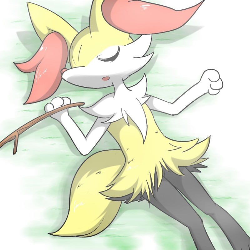 ambiguous_gender anthro black_body black_fur eyes_closed fur open_mouth sleeping solo stick white_body white_fur yellow_body yellow_fur 24651 nintendo pokemon braixen canid canine generation_6_pokemon mammal pokemon_(species) 1:1 hi_res