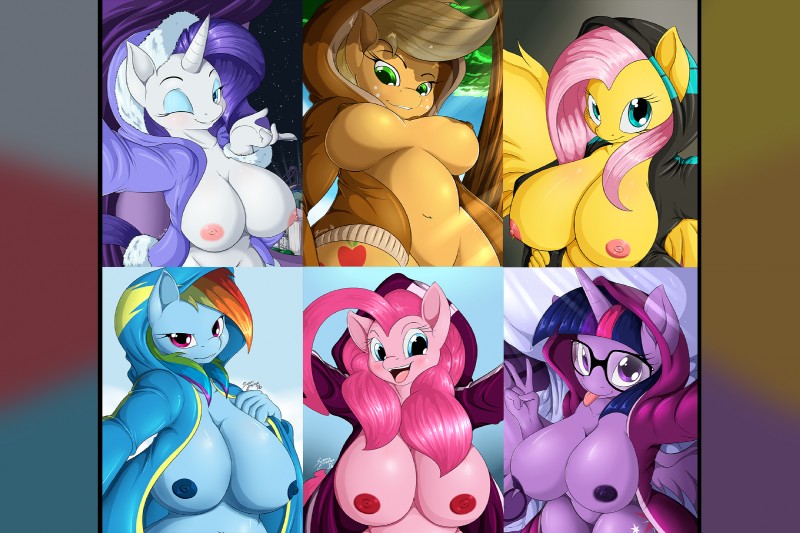 twilight sparkle, rainbow dash, fluttershy, pinkie pie, applejack, and etc (friendship is magic and etc) created by suirano